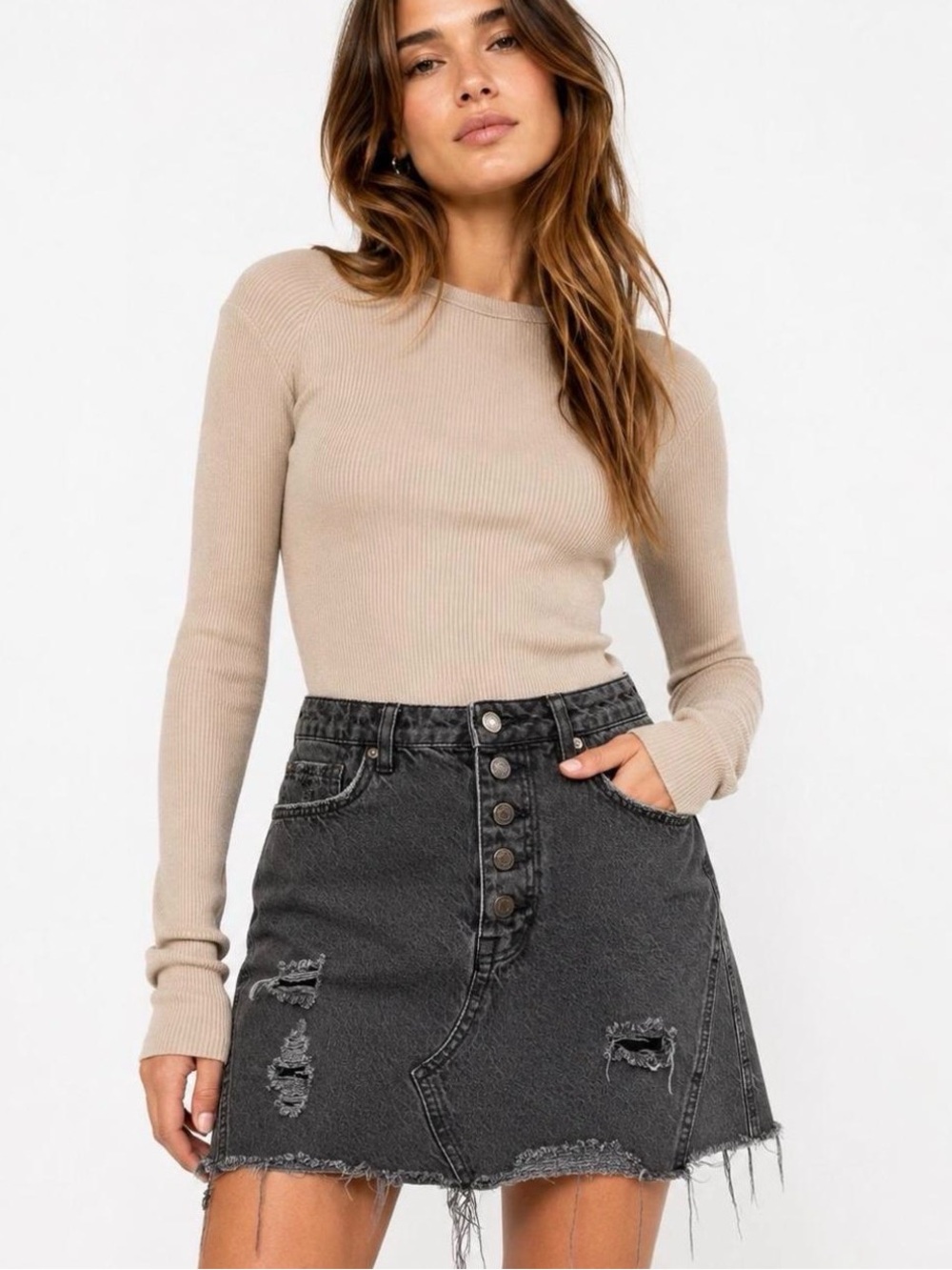 Free People We The Free Denim Mini Skirt